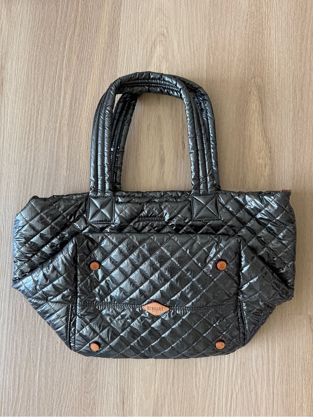 MZ Wallace Metallic Grey Medium Metro Tote Deluxe